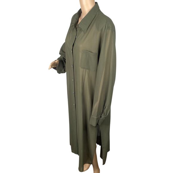 Connie's Moonlight Olive Green Sparkle Shimmer Sheer Duster Cardigan SZ 2X - Picture 5 of 8
